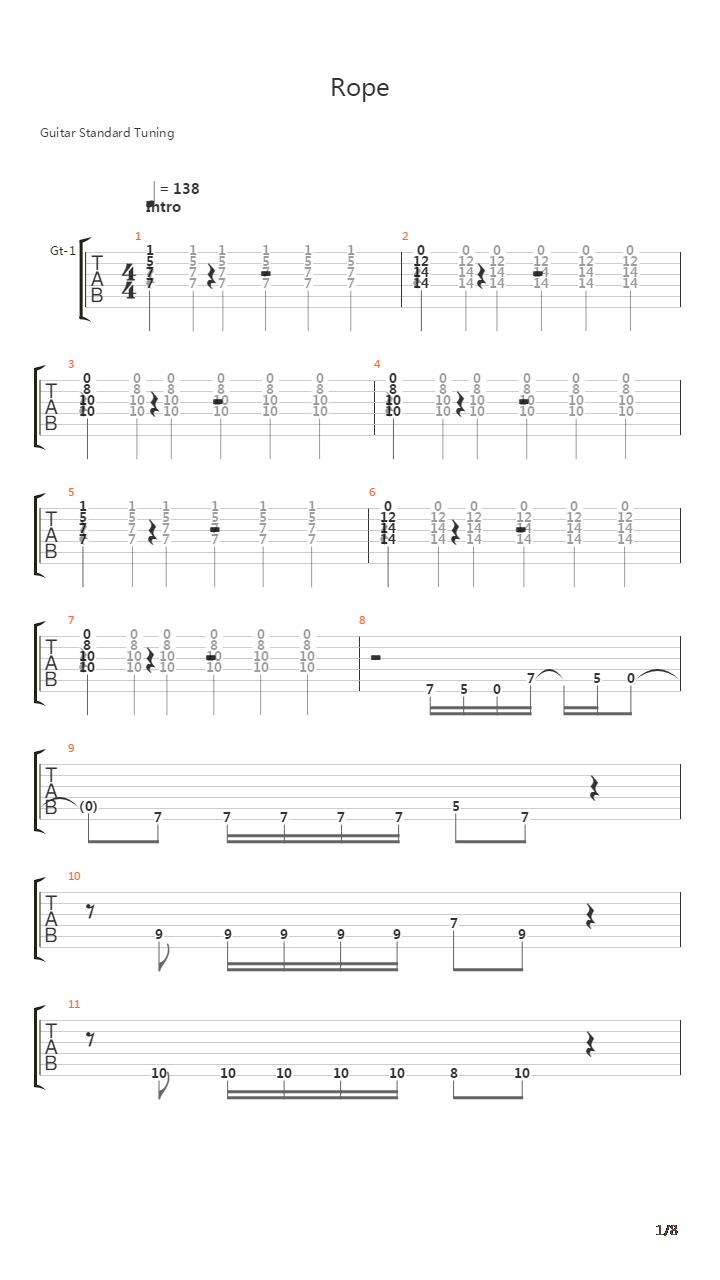 Rope吉他谱