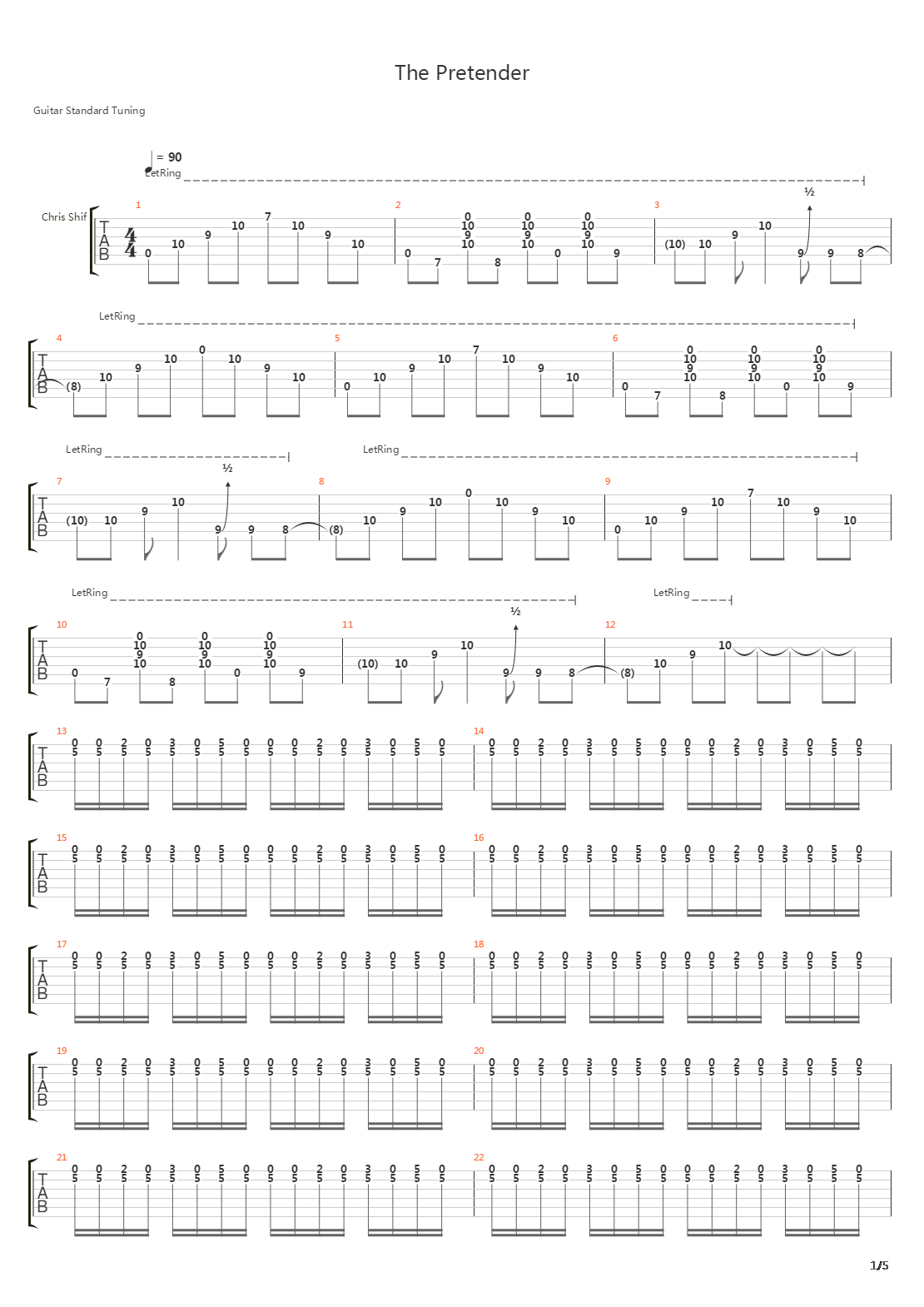 Pretender吉他谱