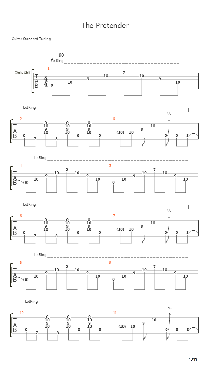 Pretender吉他谱