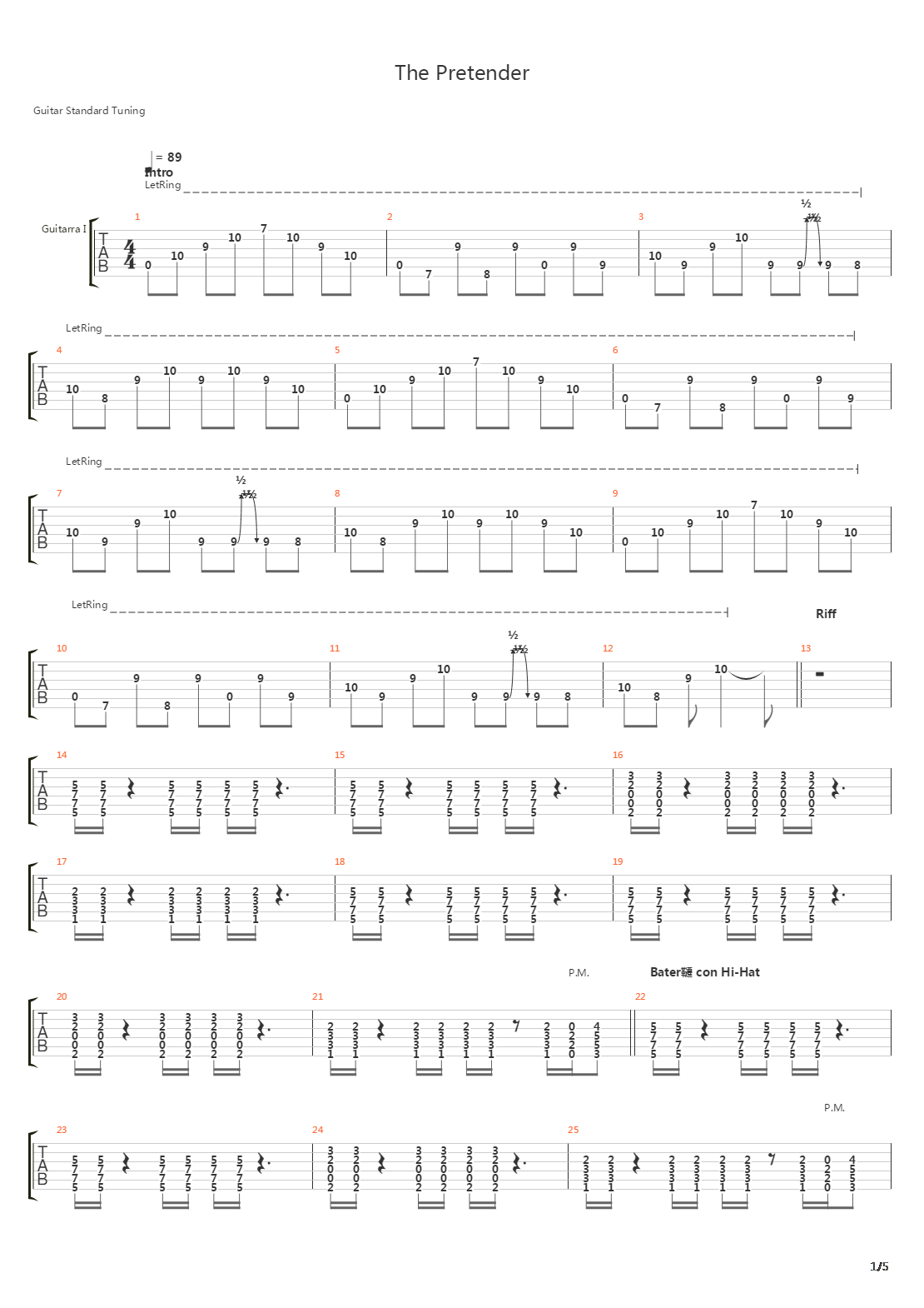Pretender吉他谱