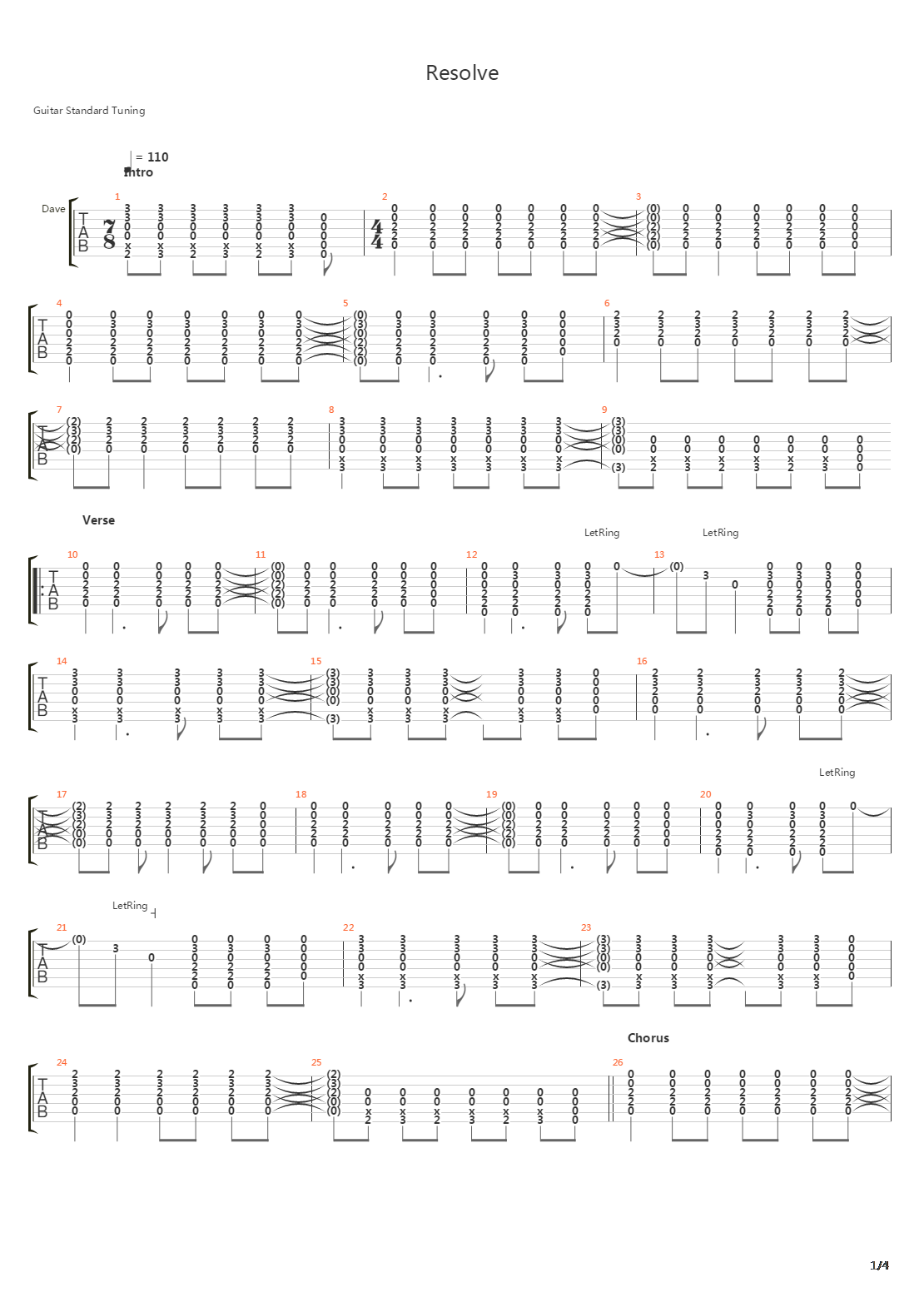 Resolve吉他谱