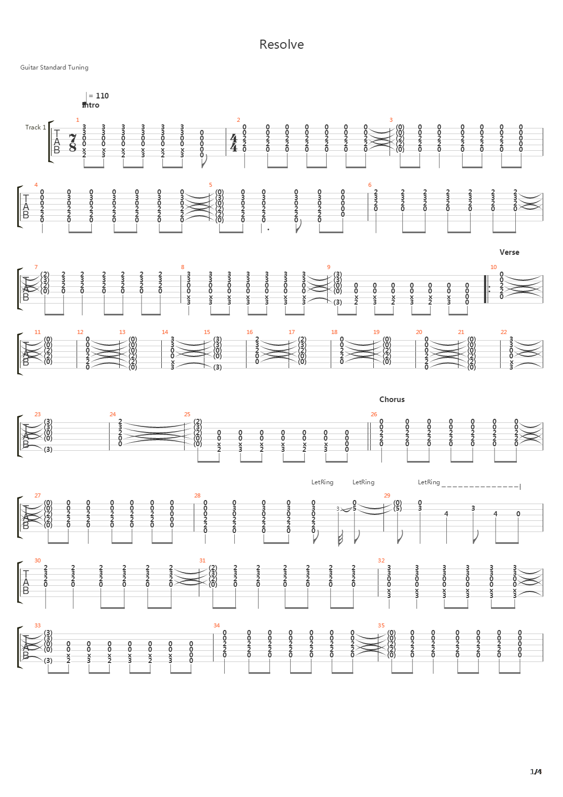Resolve吉他谱