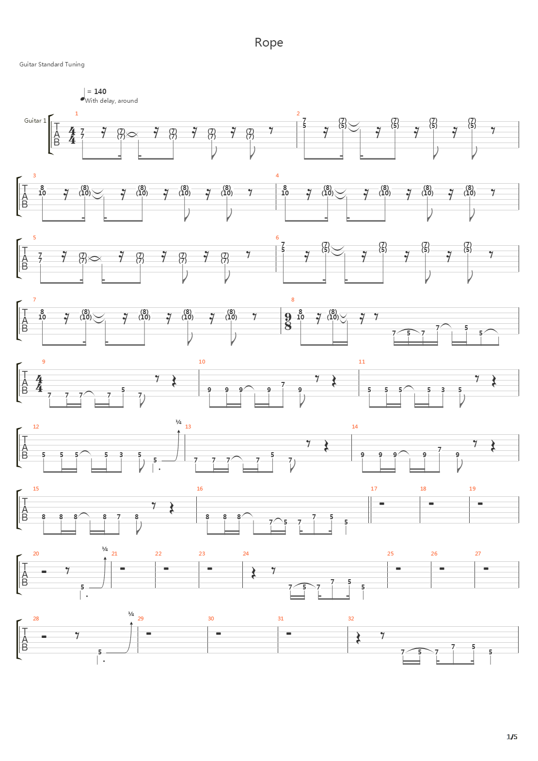 Rope吉他谱