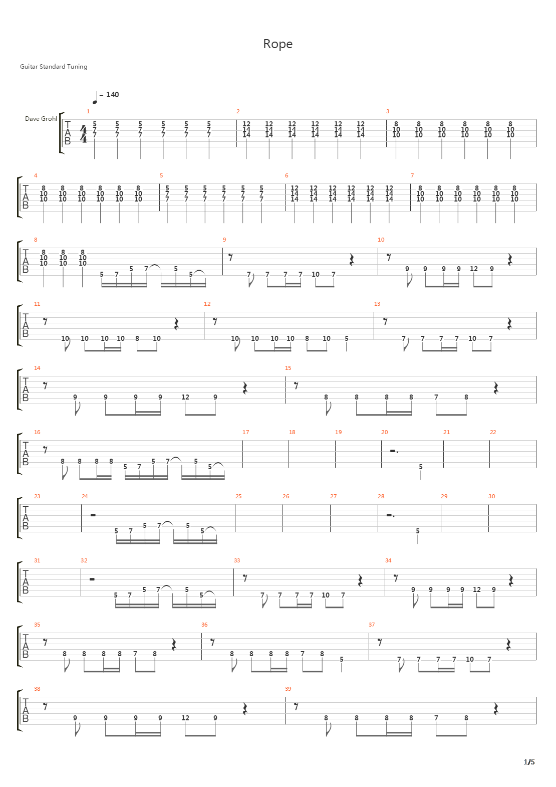 Rope吉他谱