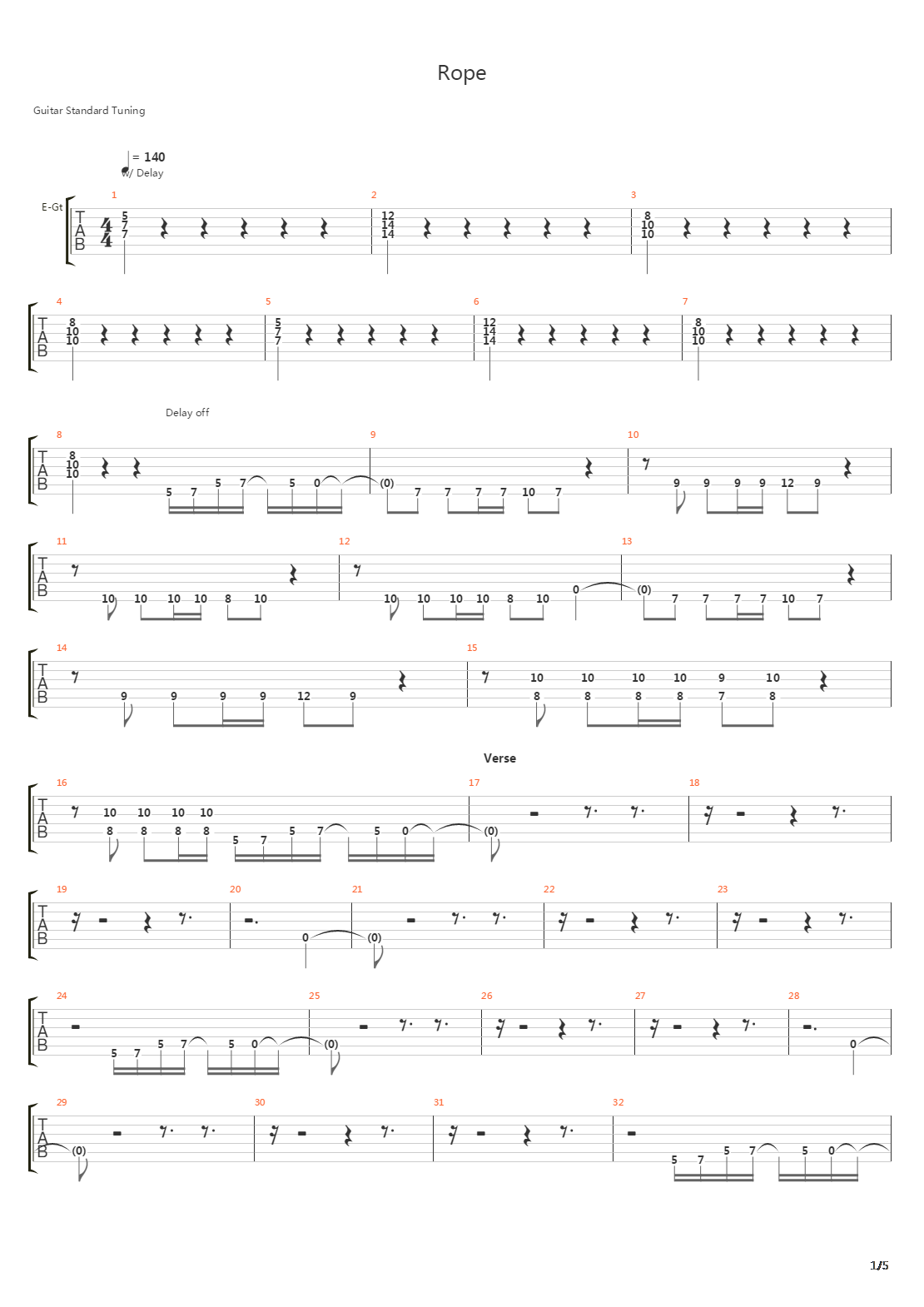 Rope吉他谱