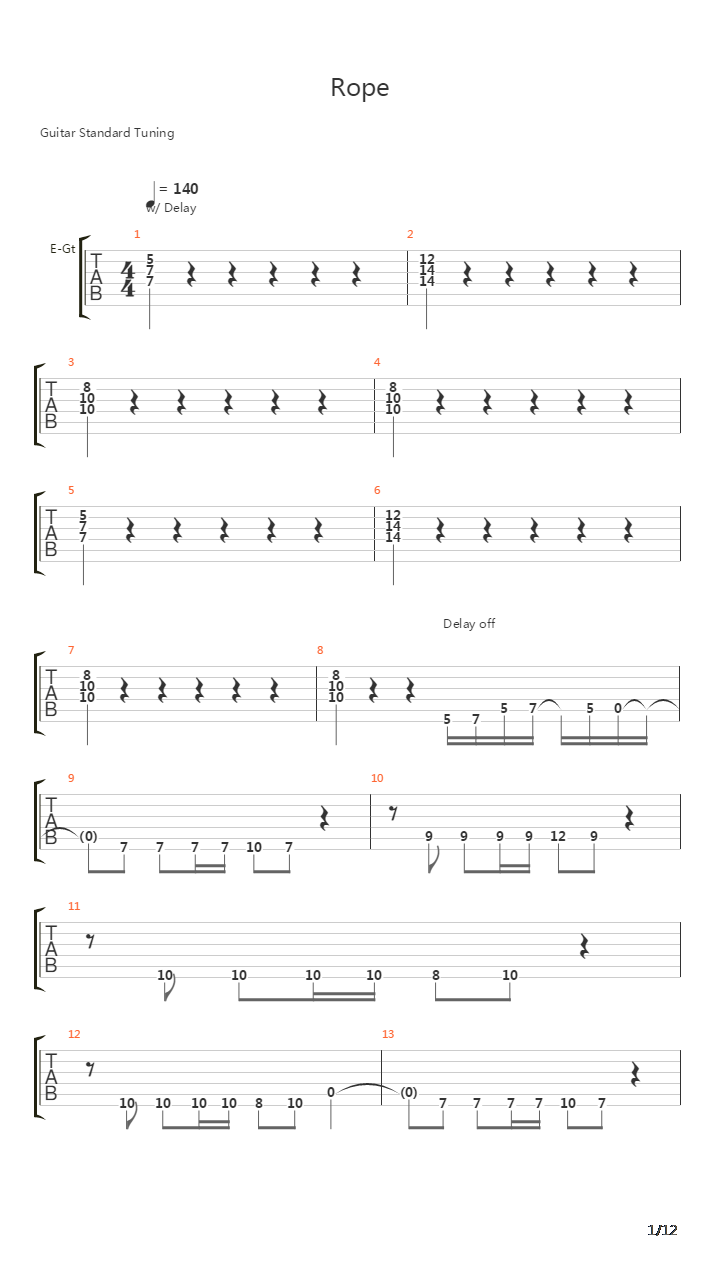 Rope吉他谱