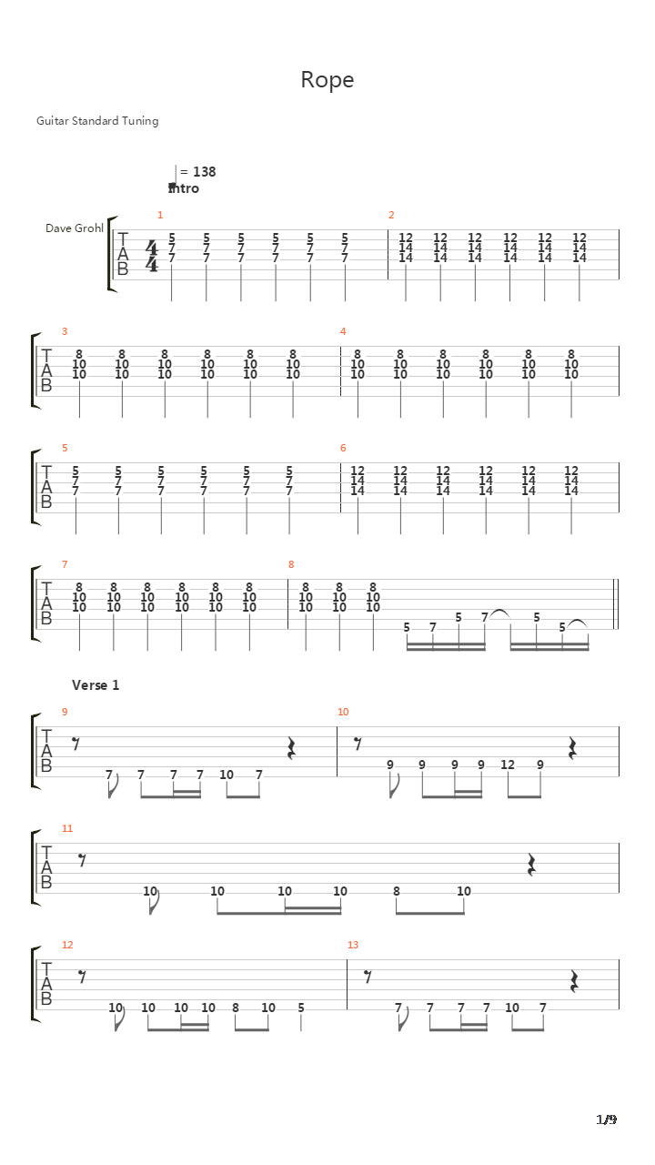 Rope吉他谱