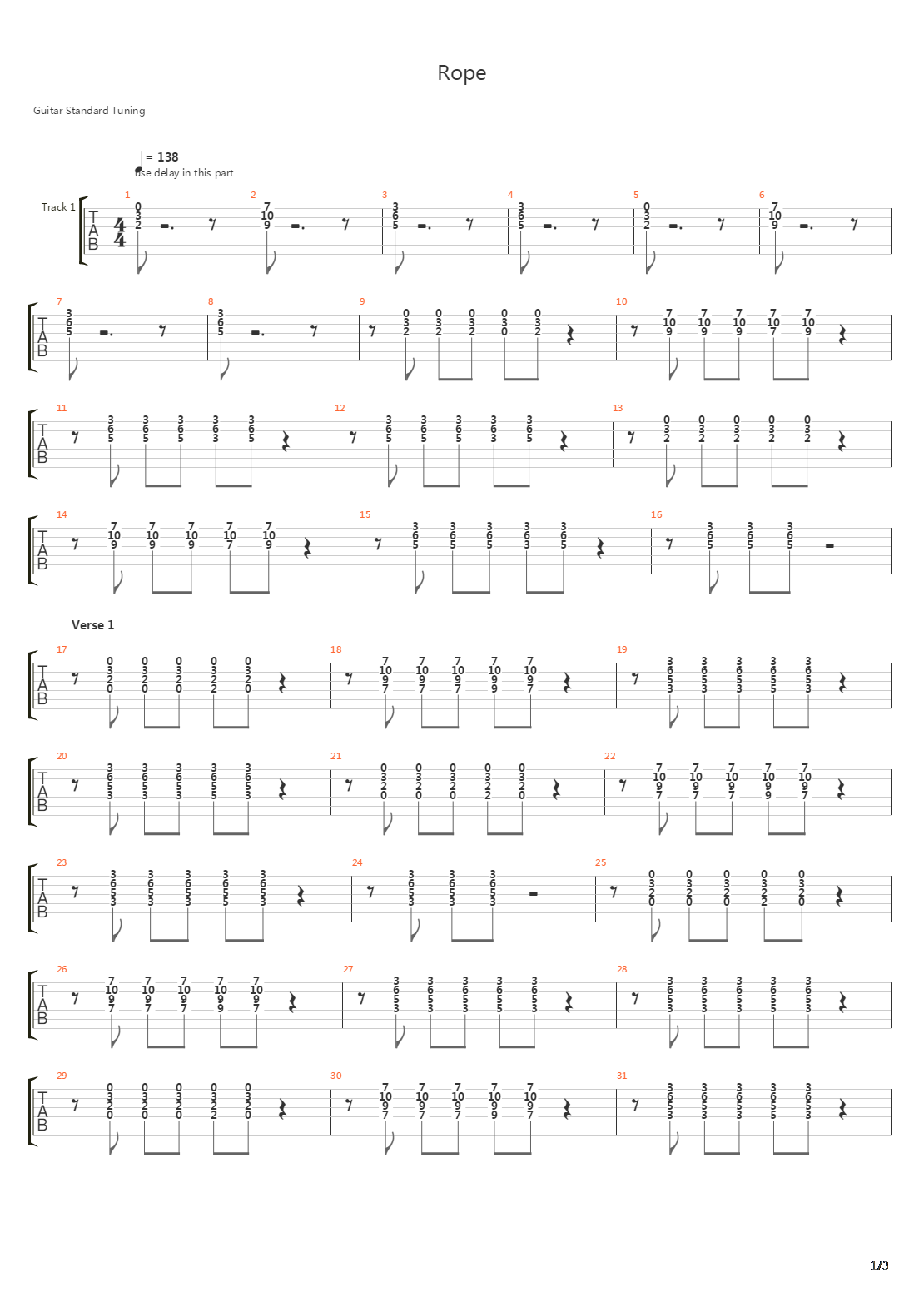 Rope吉他谱