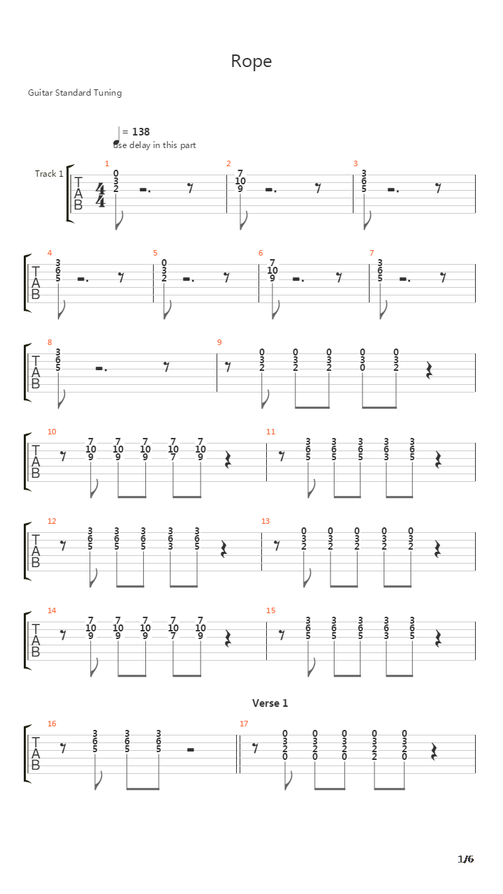 Rope吉他谱