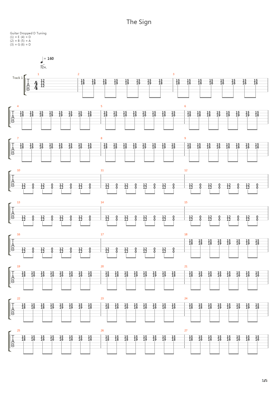 Sign吉他谱