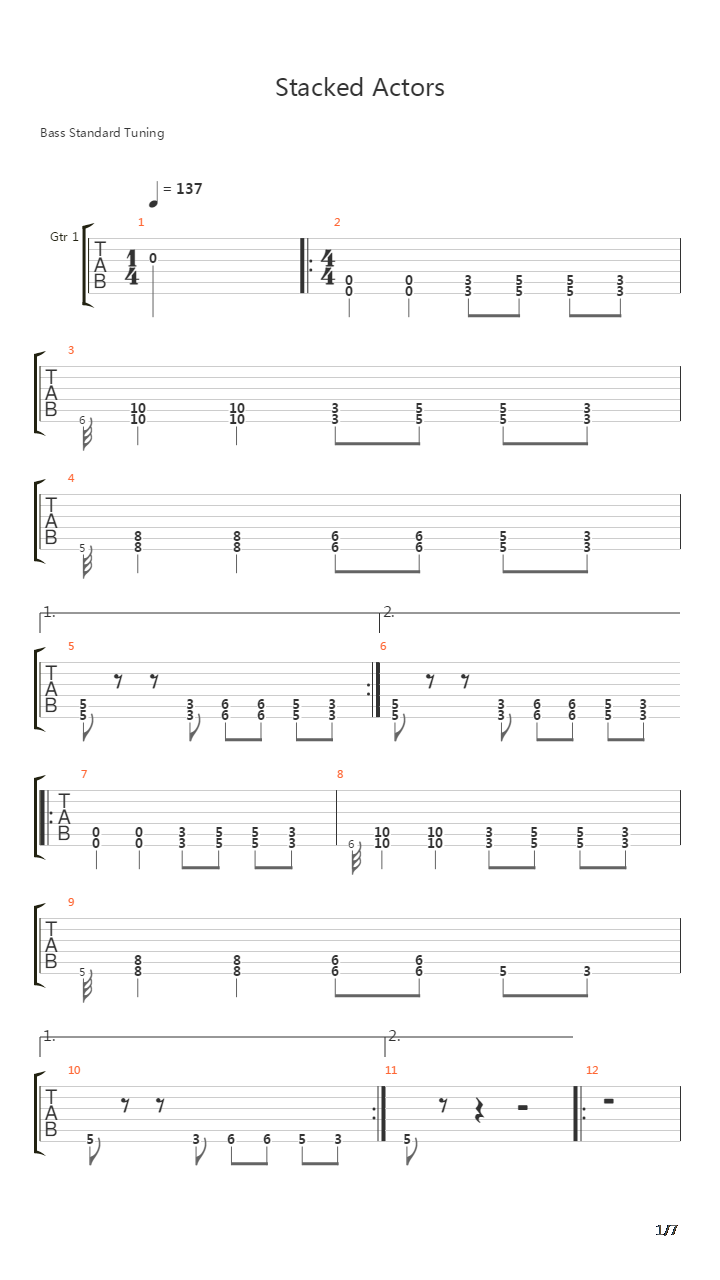 Stacked Actors吉他谱