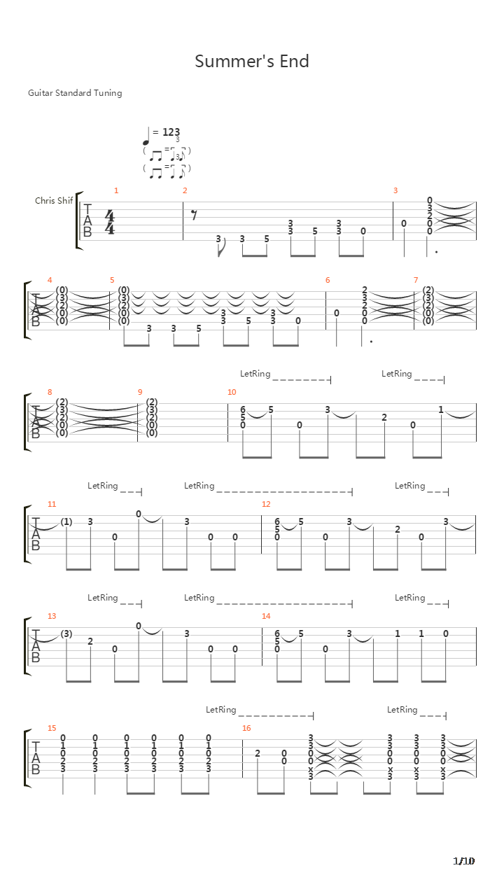 Summers End吉他谱