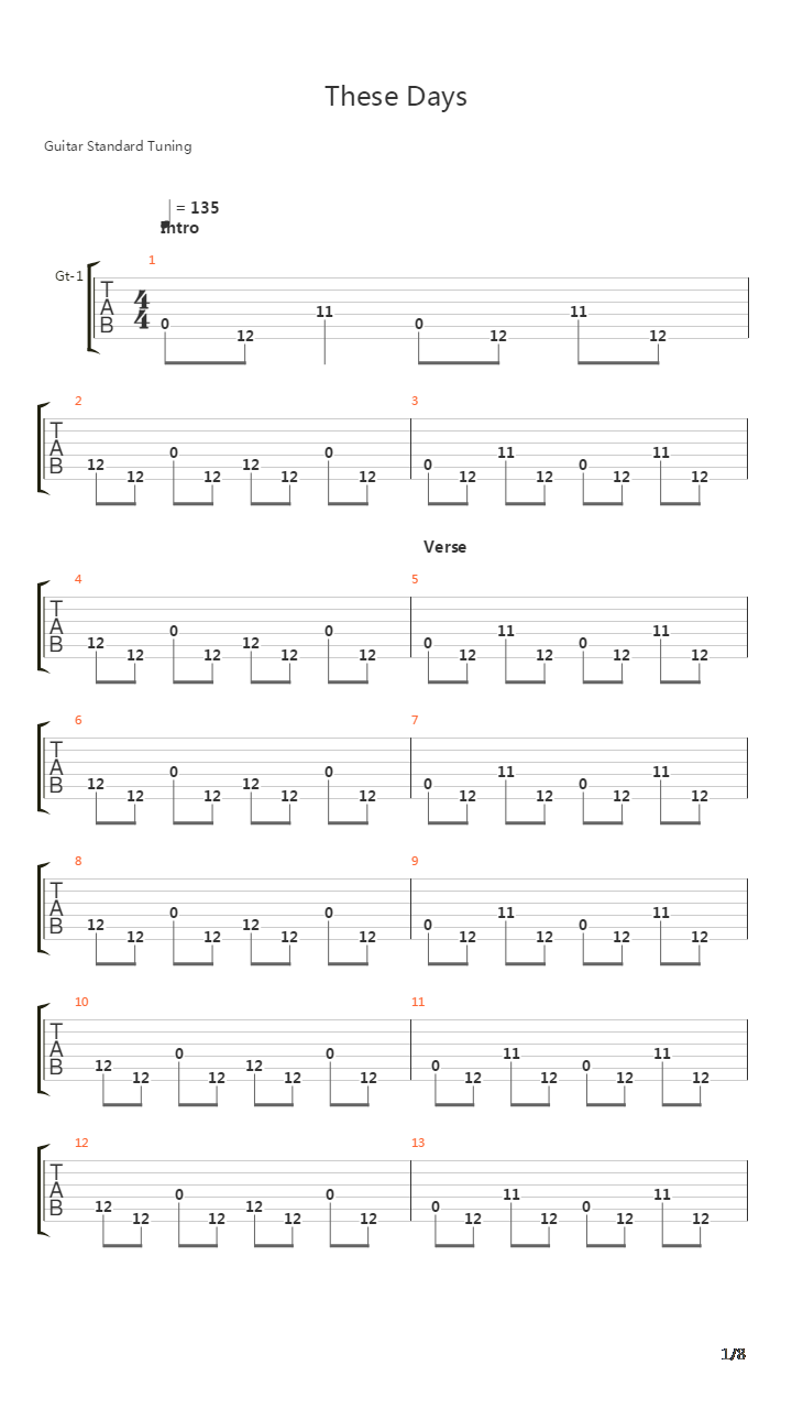 These Days吉他谱