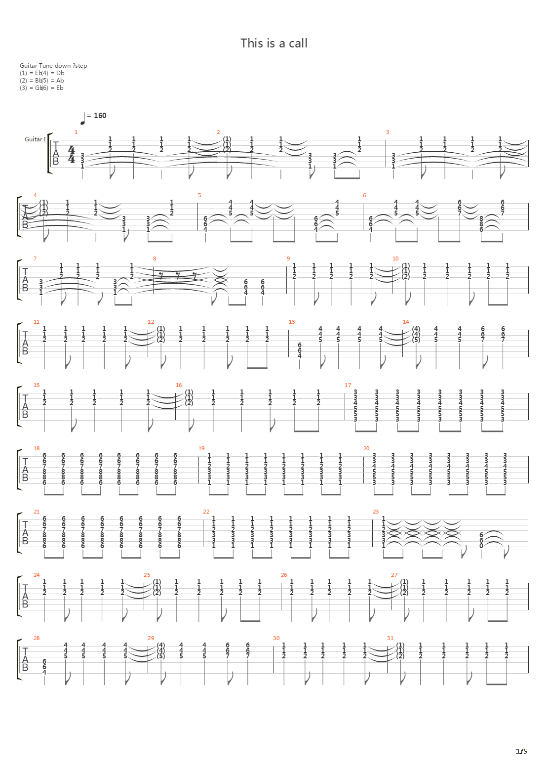 This Is A Call吉他谱