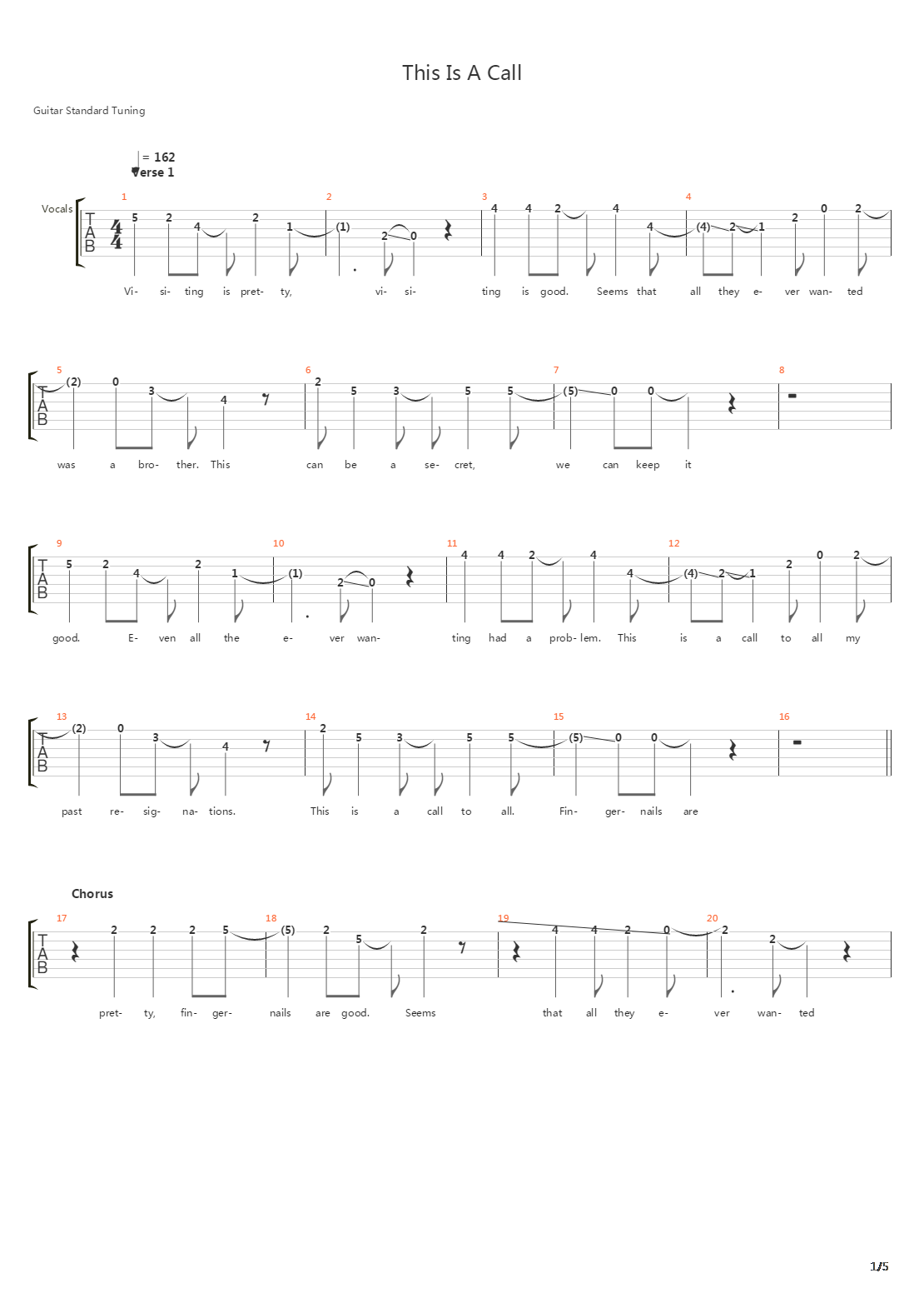 This Is A Call吉他谱