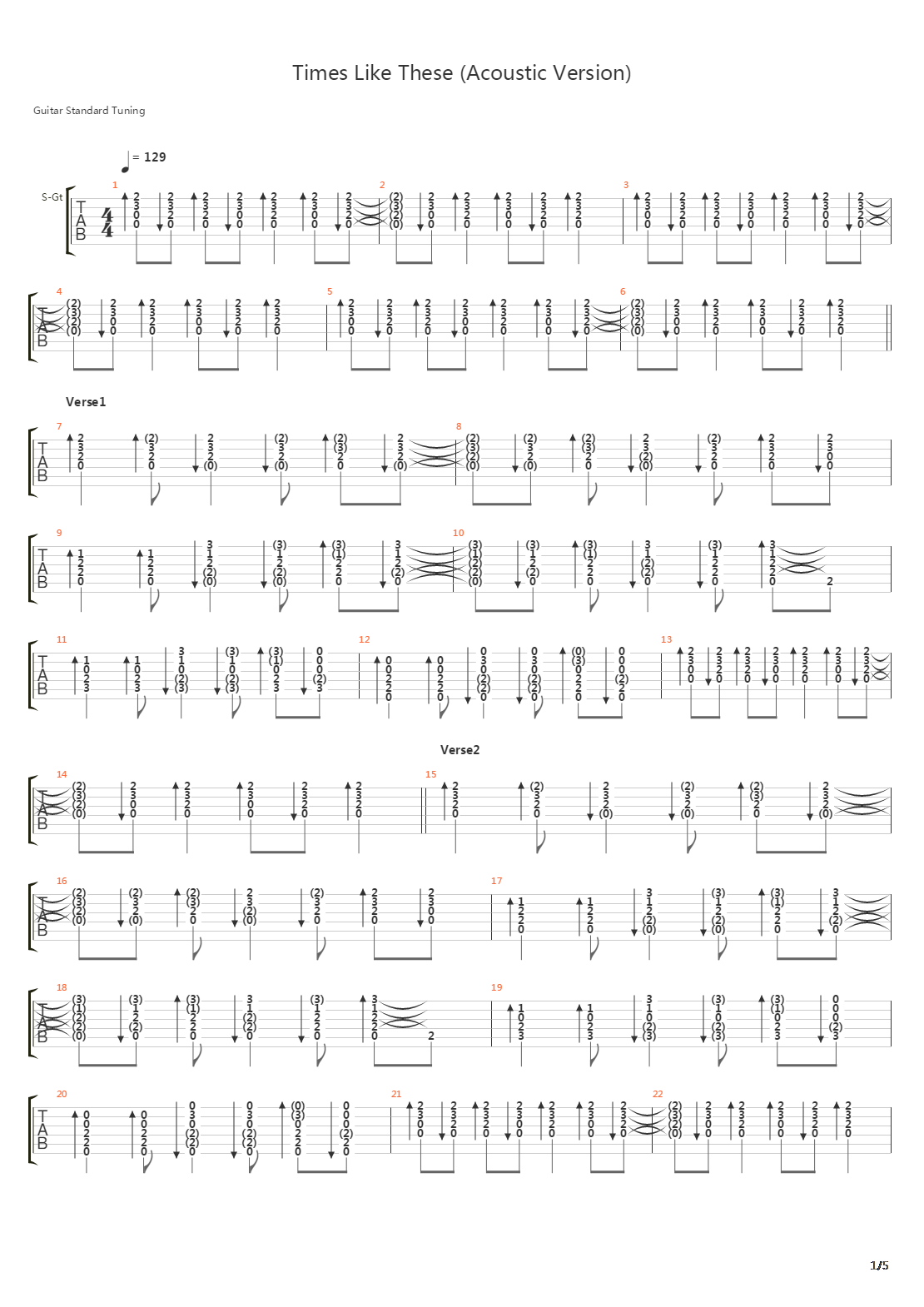 Times Like These吉他谱