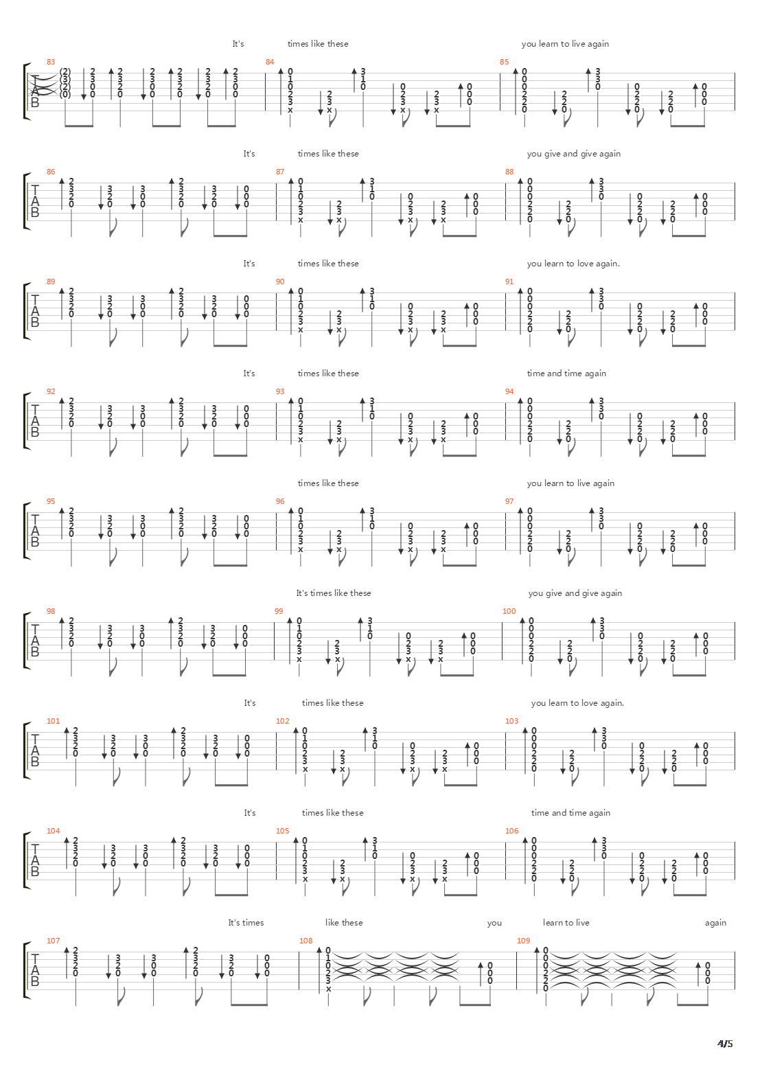 Times Like These吉他谱