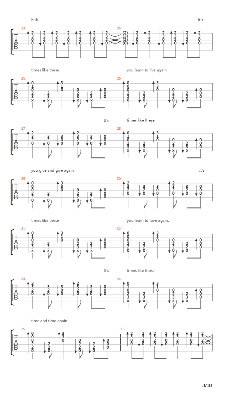 Times Like These吉他谱