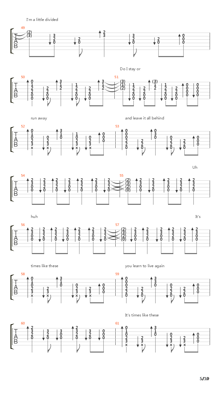 Times Like These吉他谱