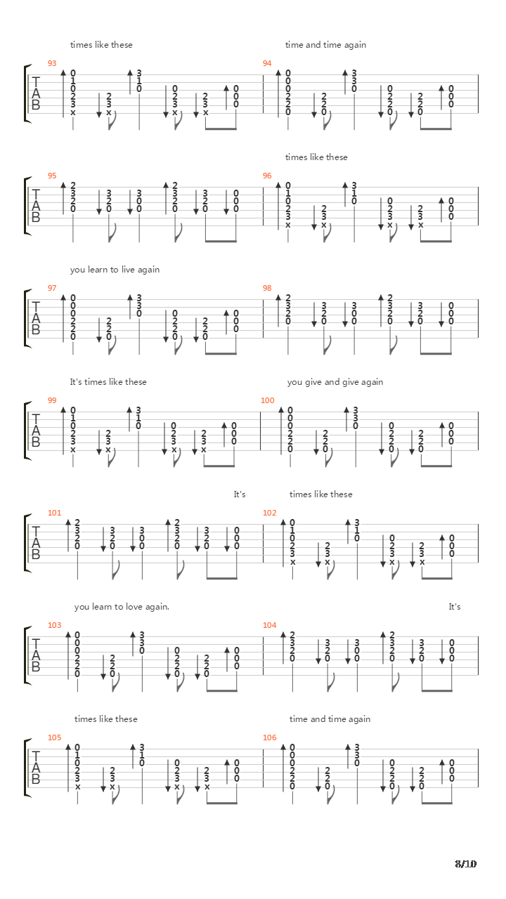 Times Like These吉他谱