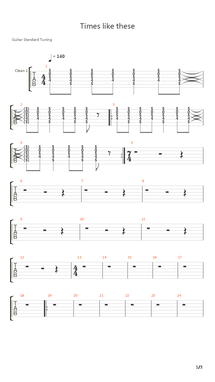 Times Like These吉他谱