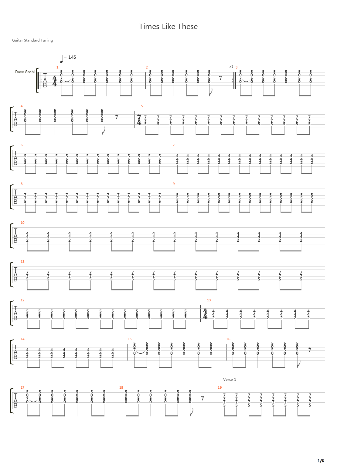 Times Like These吉他谱