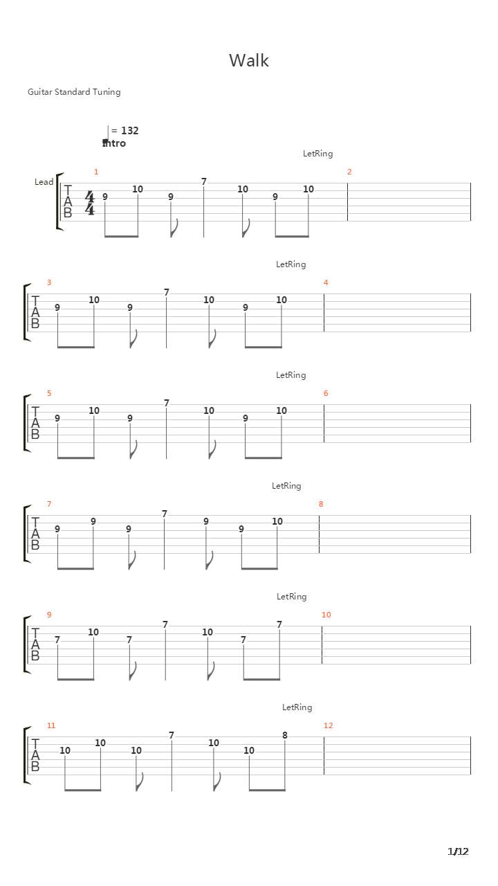 Walk吉他谱