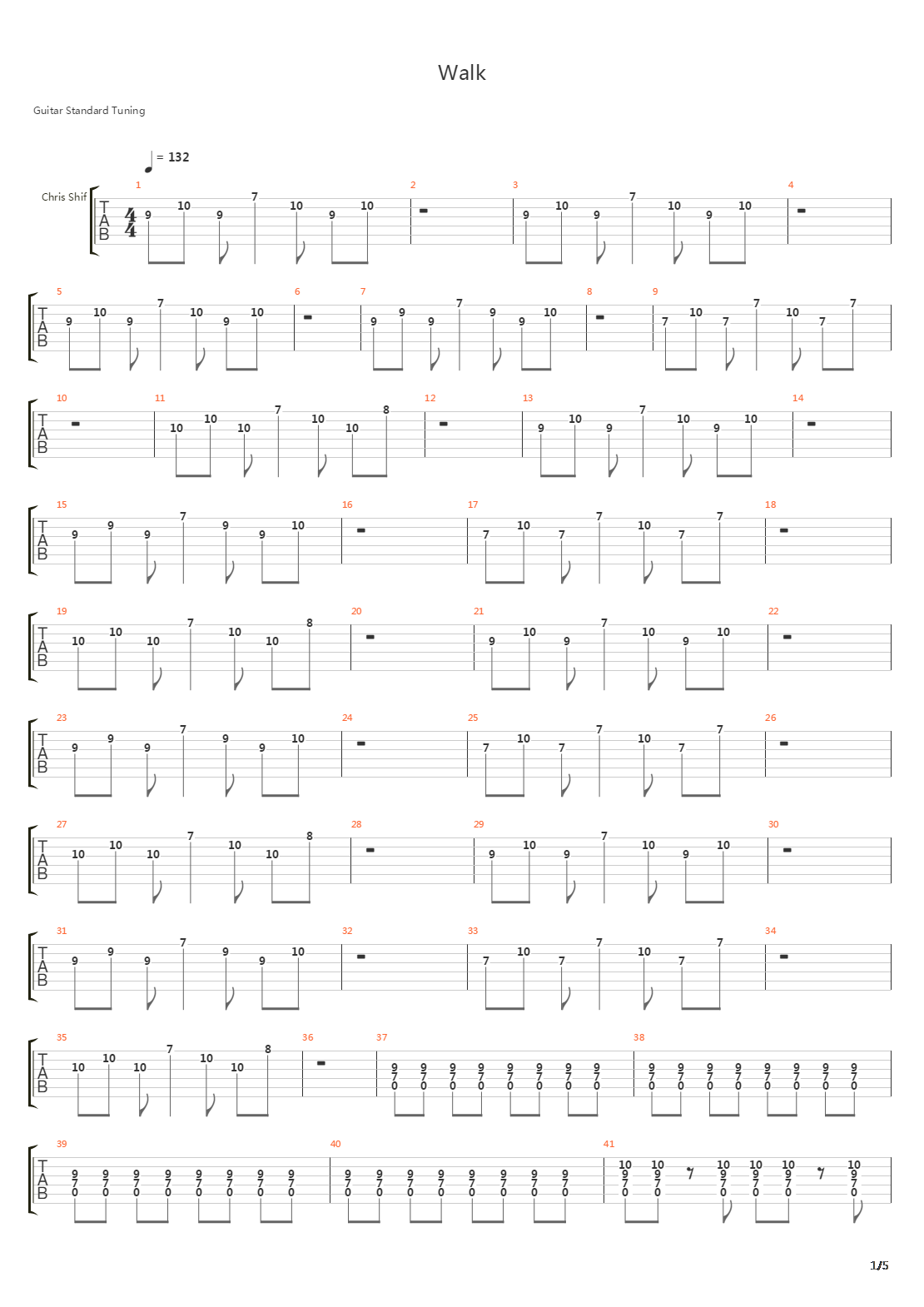 Walk吉他谱