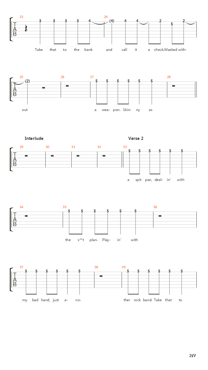 Wattershed吉他谱