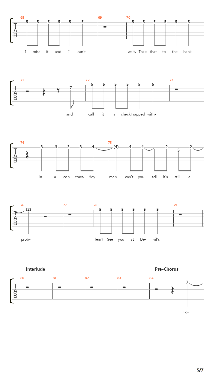 Wattershed吉他谱