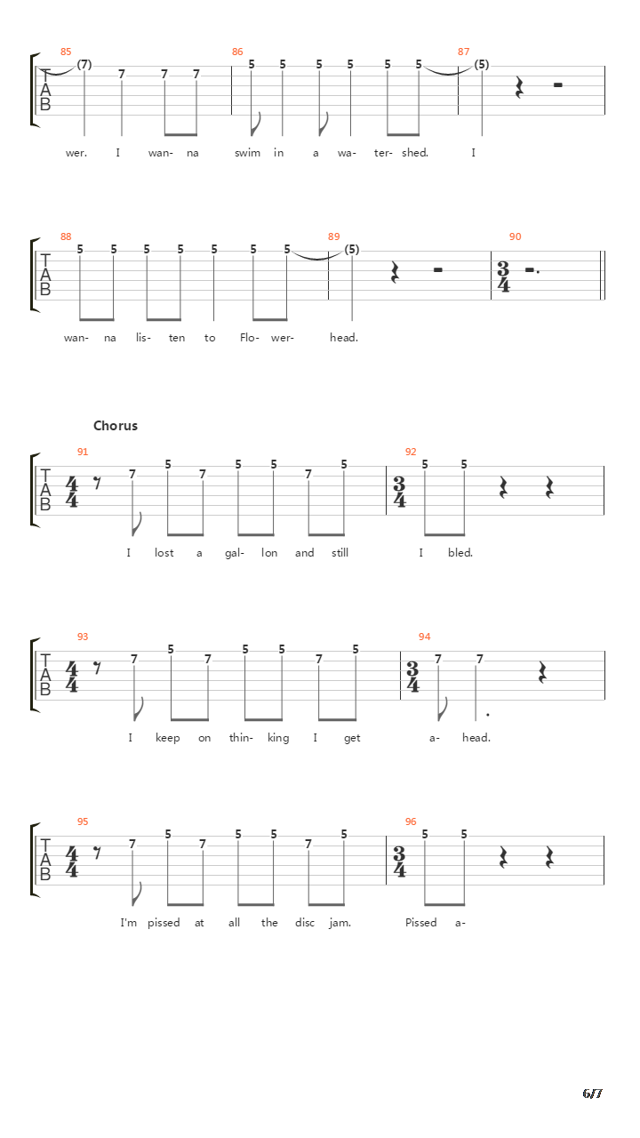 Wattershed吉他谱