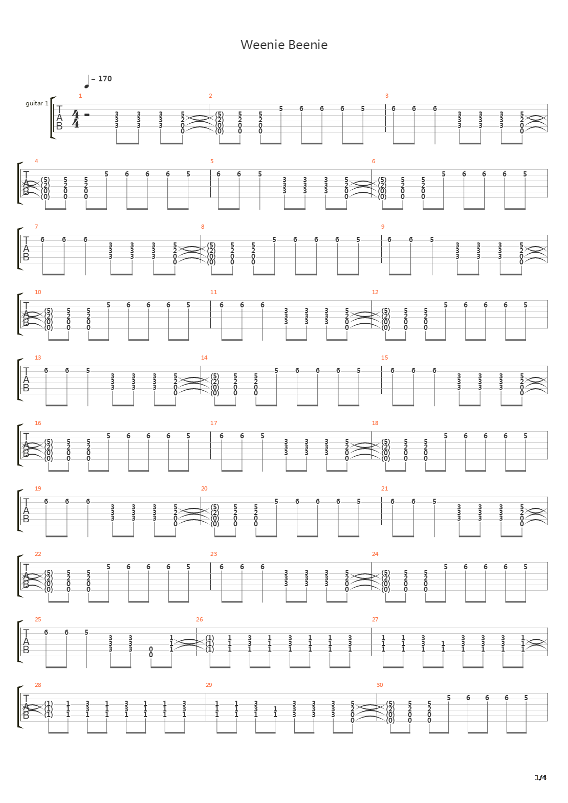 Weenie Beenie吉他谱