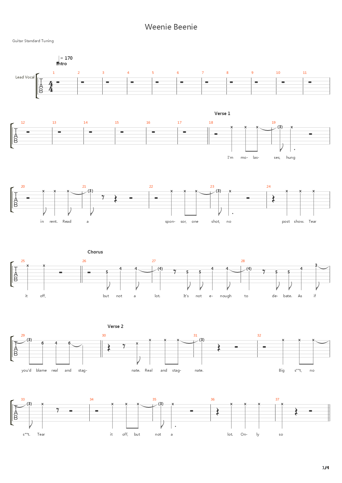 Weenie Beenie吉他谱