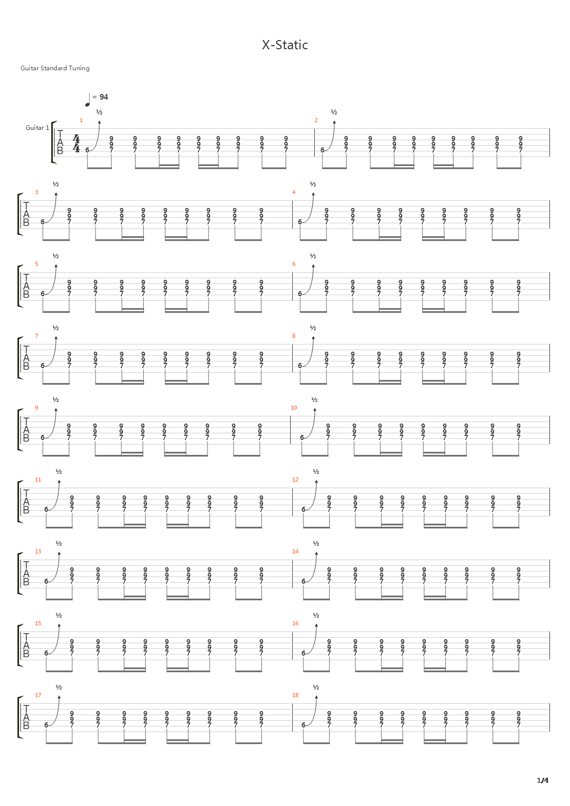 X-static吉他谱