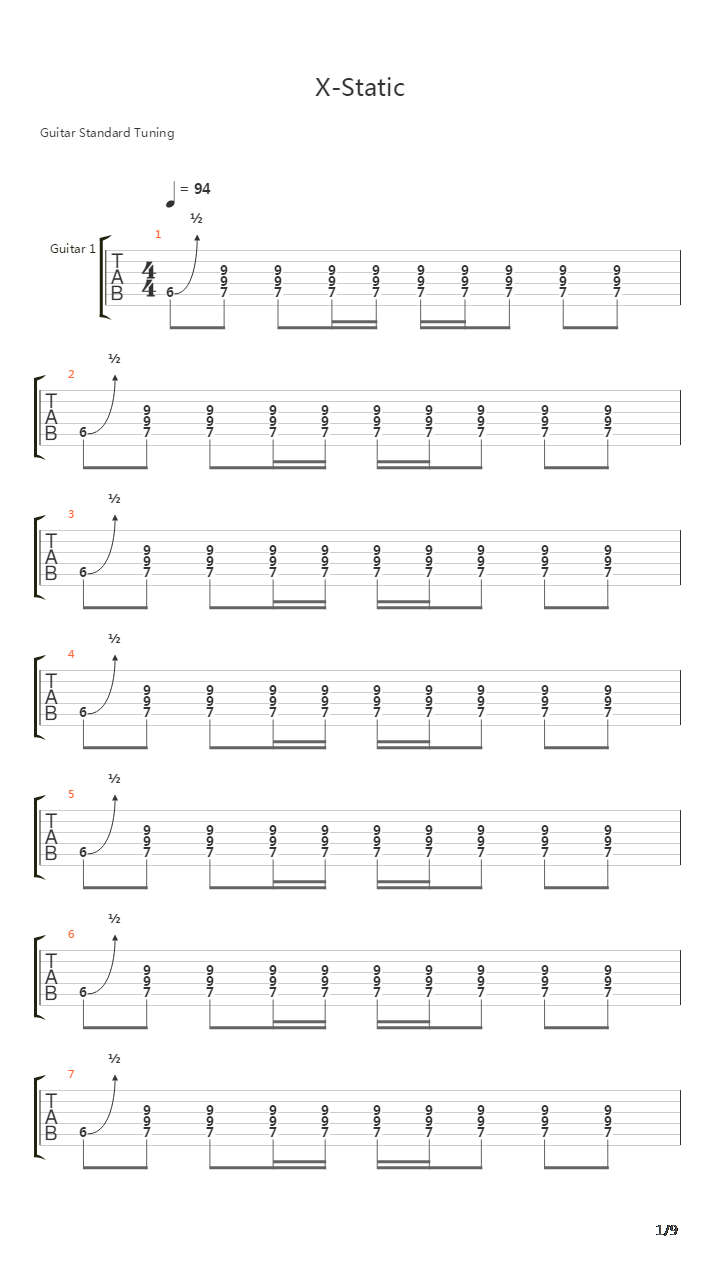 X-static吉他谱