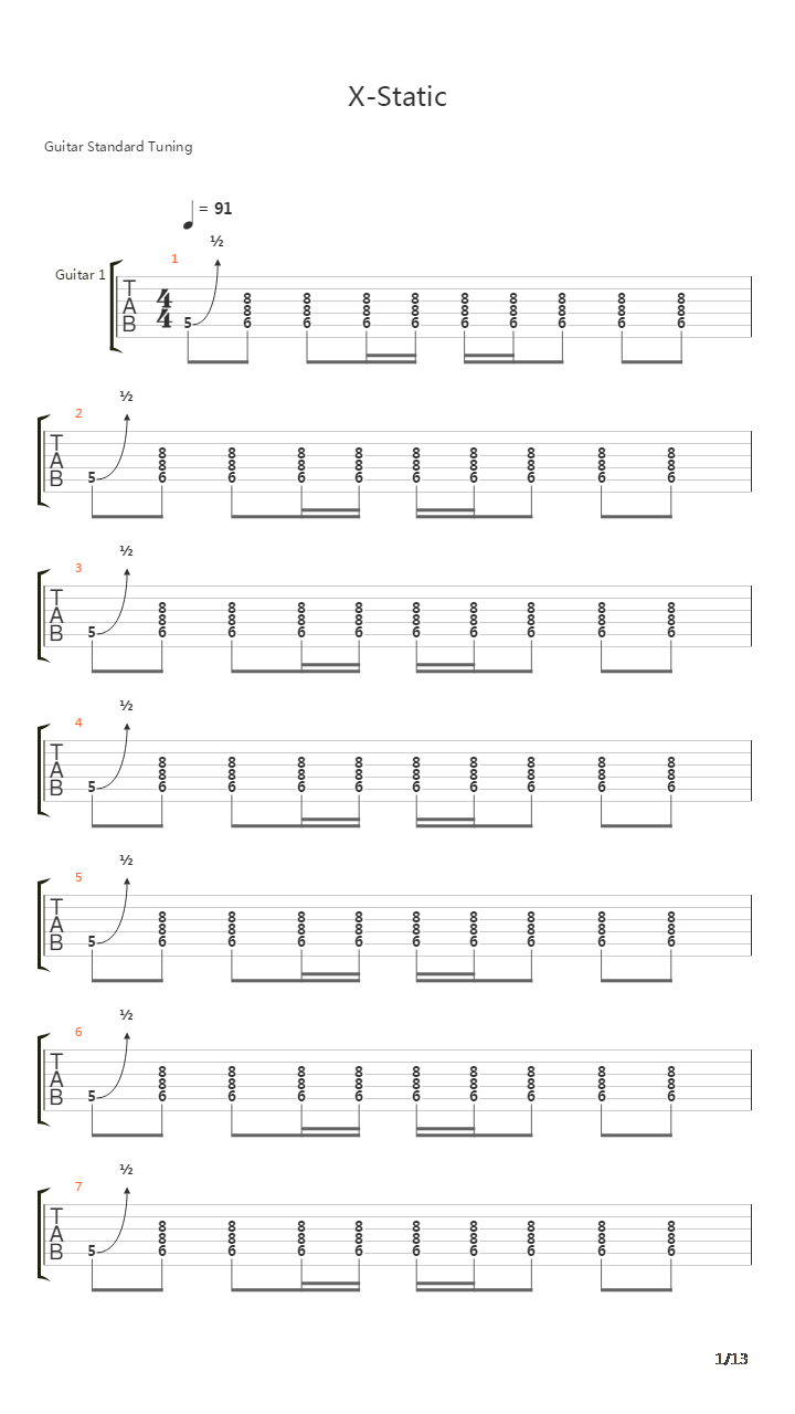 X-static吉他谱