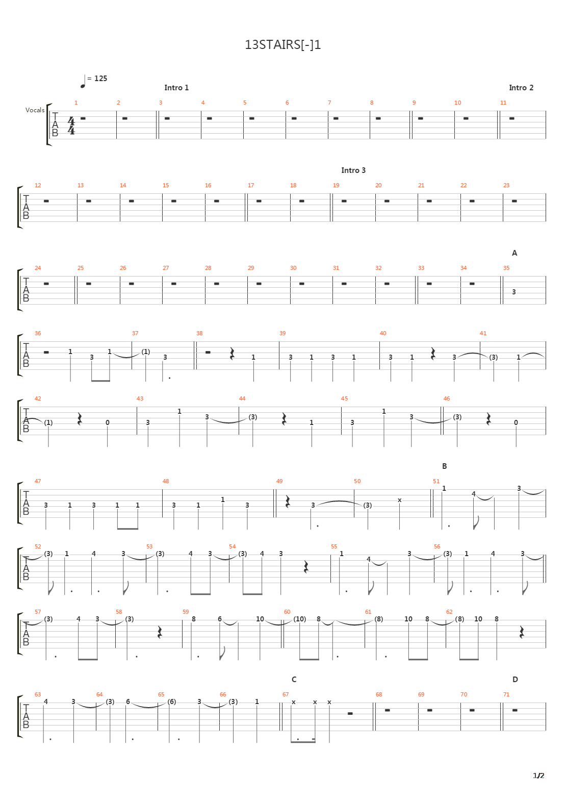 13 Stairs吉他谱