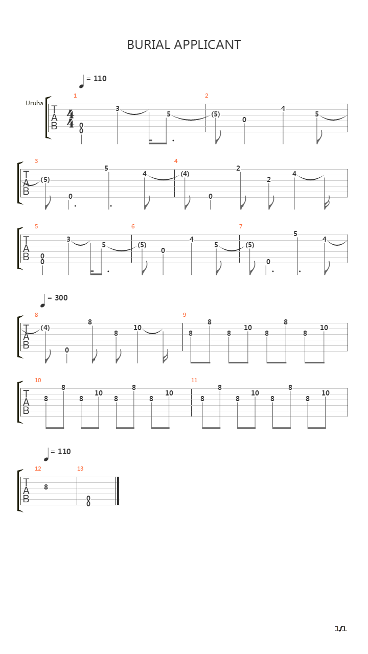 Burial Applicant吉他谱