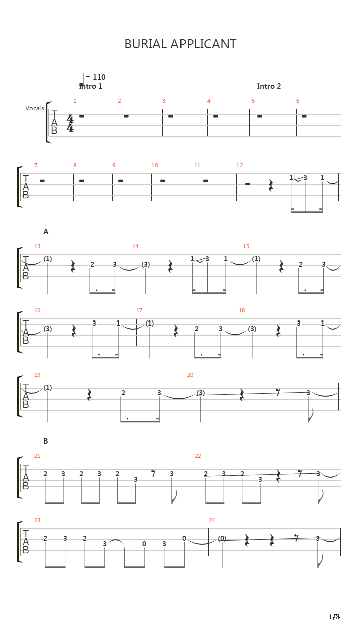 Burial Applicant吉他谱