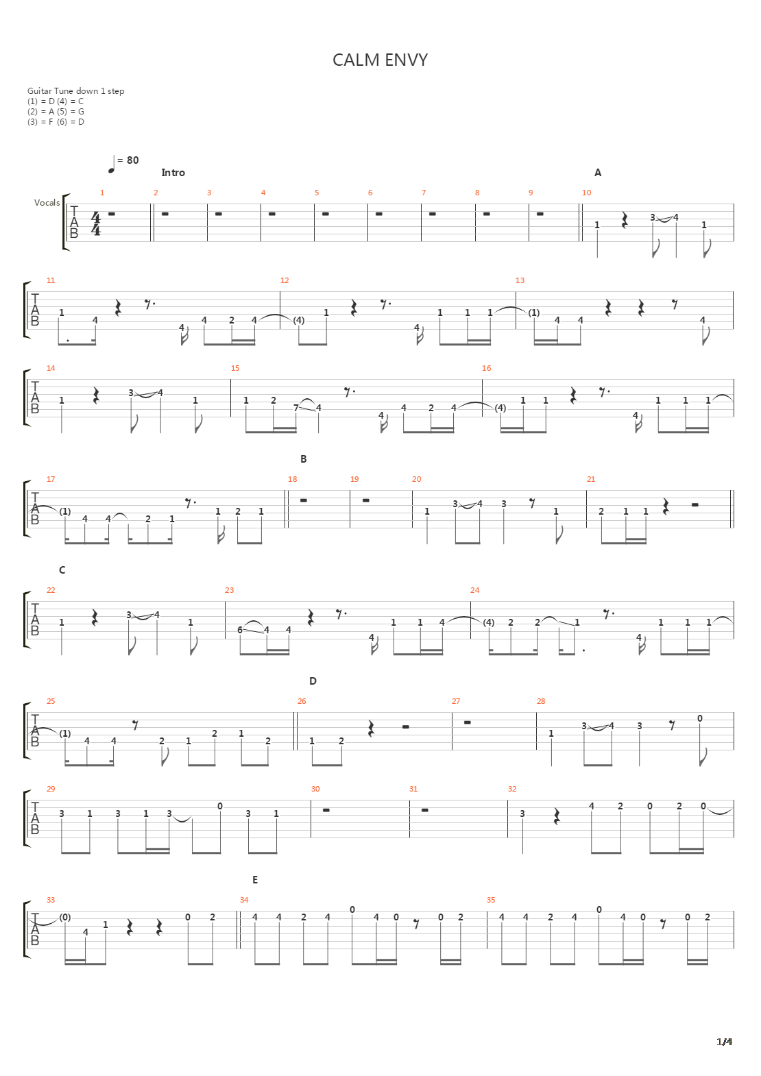 Calm Envy吉他谱