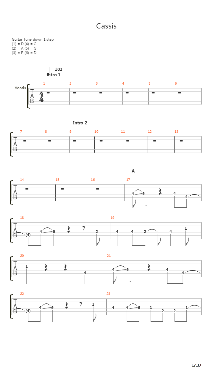 Cassis吉他谱