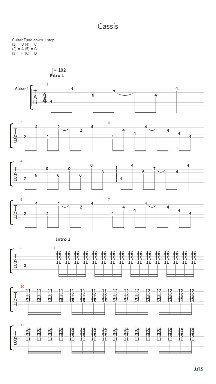 Cassis吉他谱