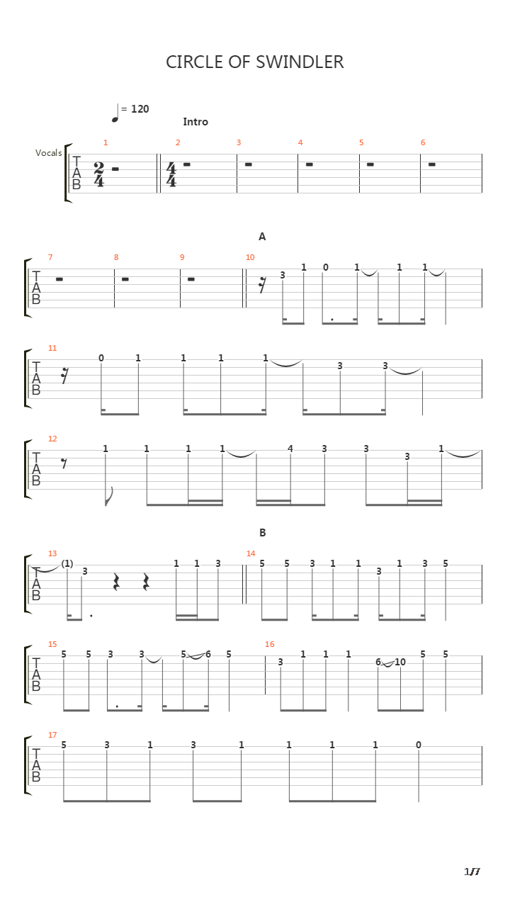 Circle Of Swindler吉他谱