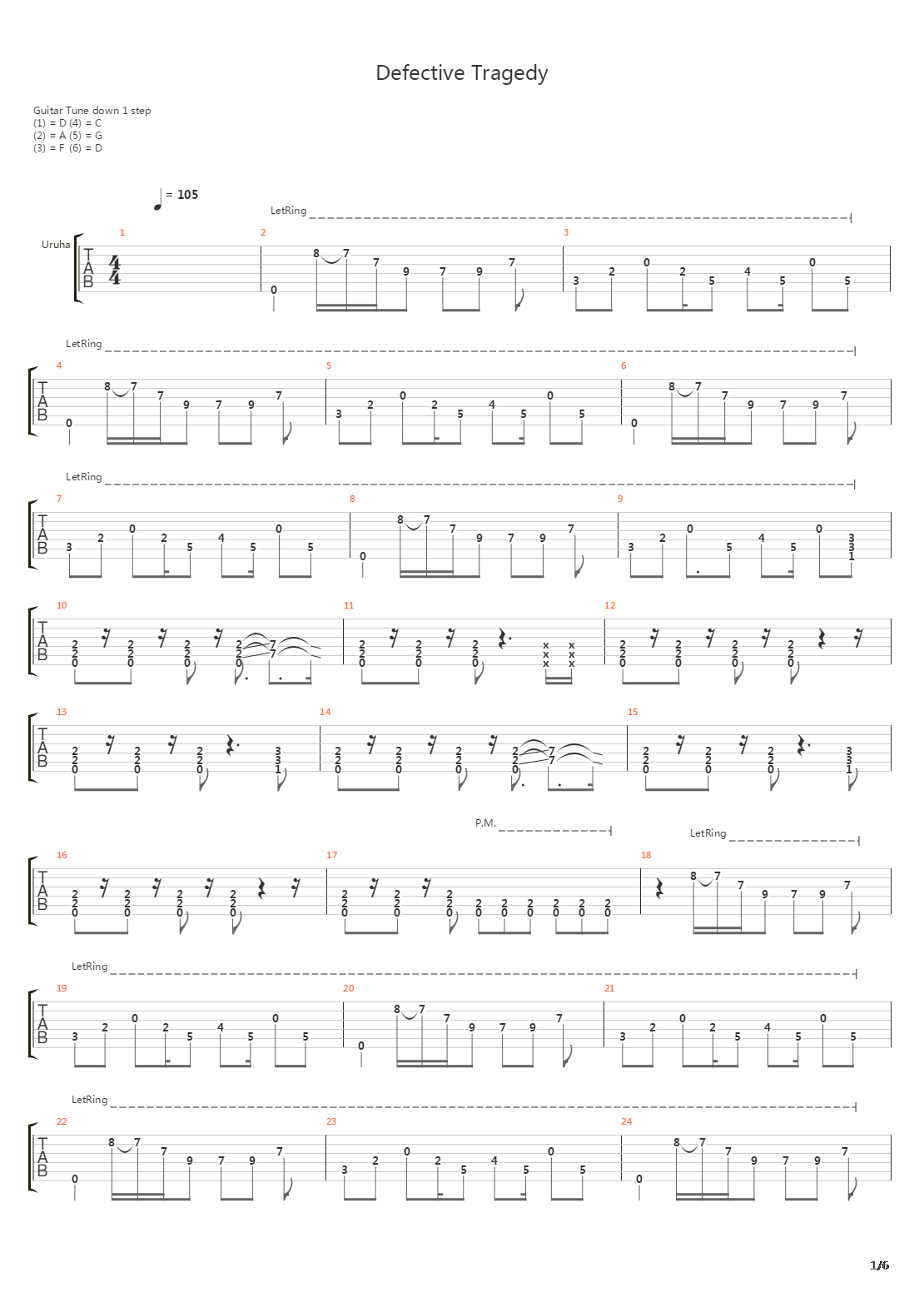 Defective Tragedy吉他谱