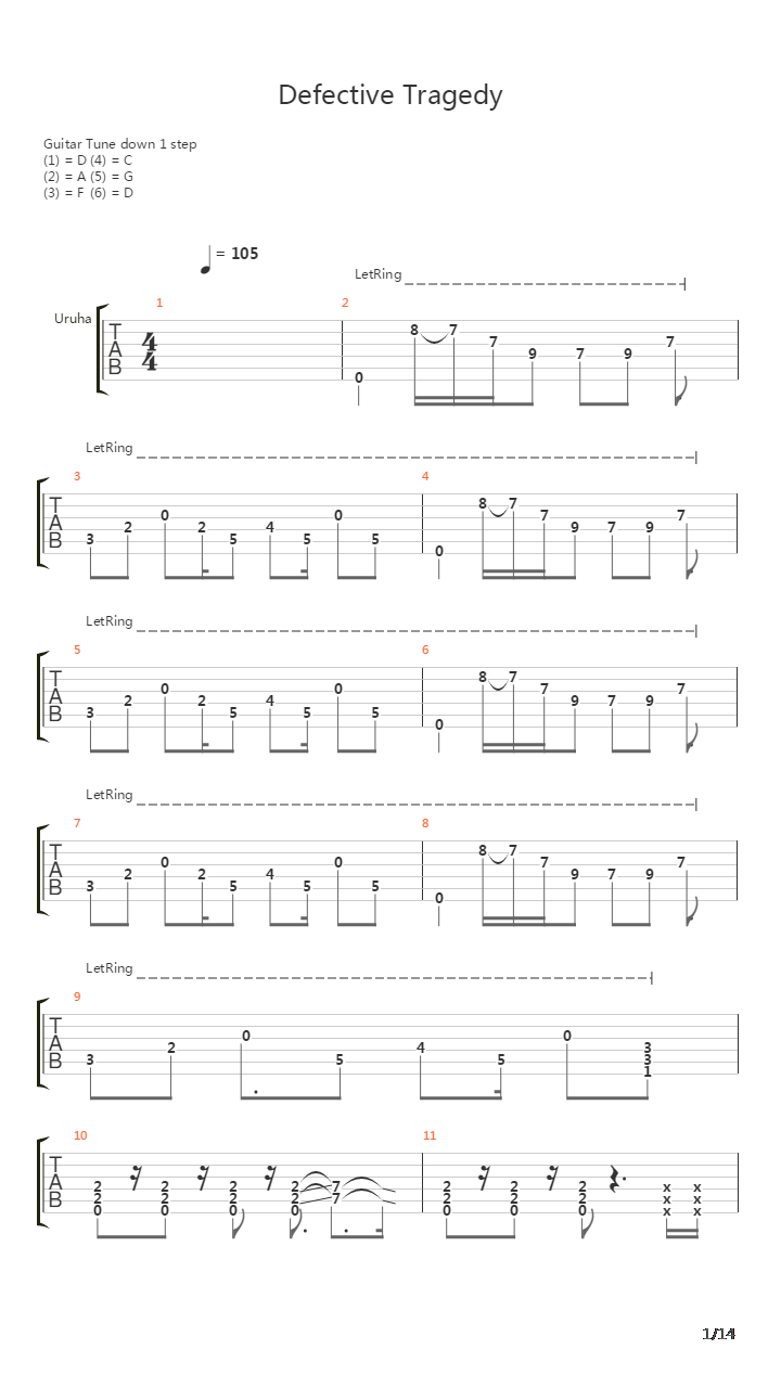 Defective Tragedy吉他谱