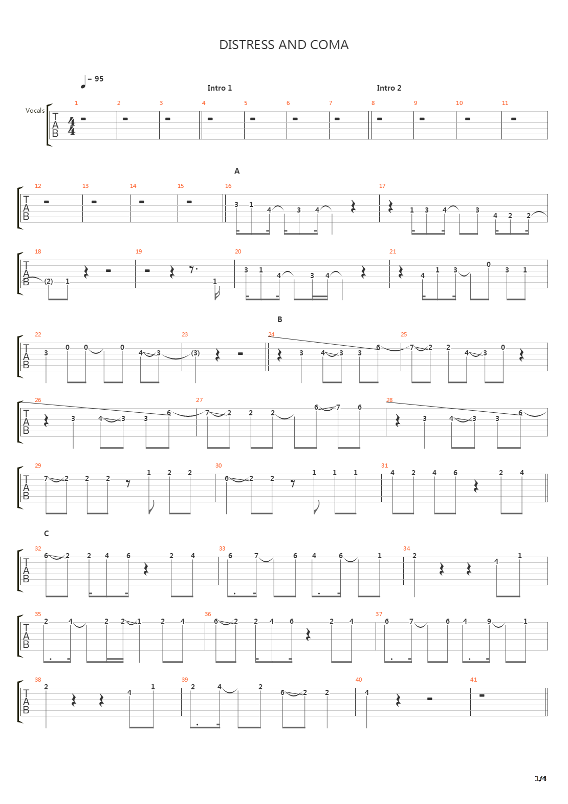 Distress And Coma吉他谱