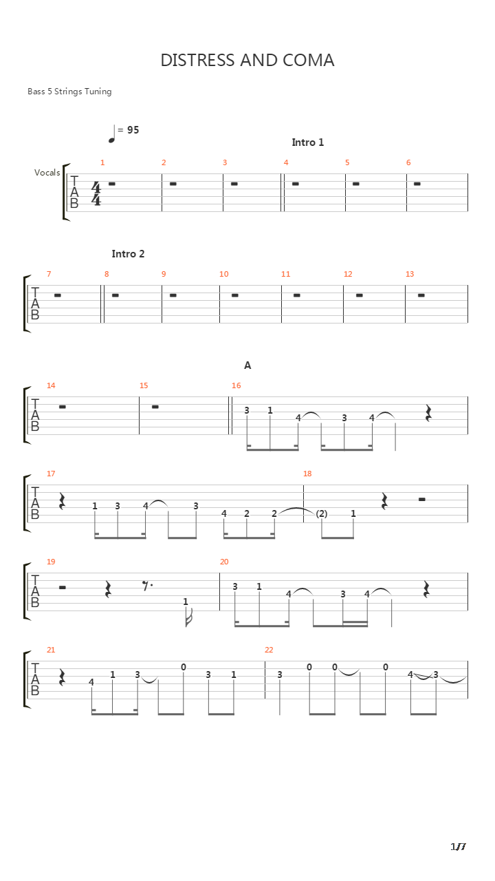 Distress And Coma吉他谱