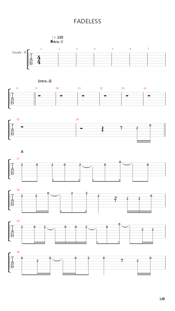 Fadeless吉他谱