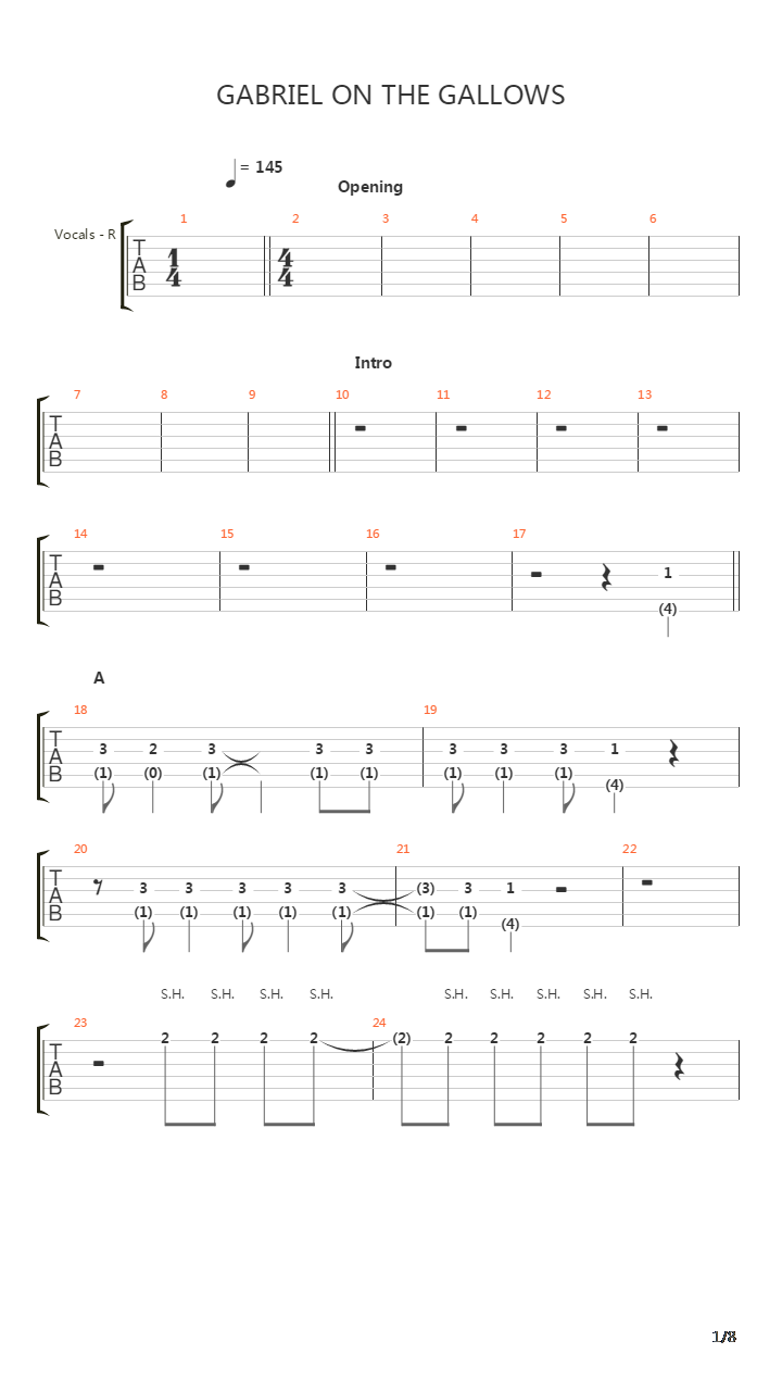 Gabriel On The Gallows吉他谱