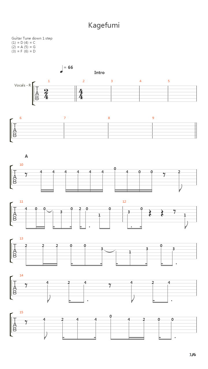 Kagefumi吉他谱